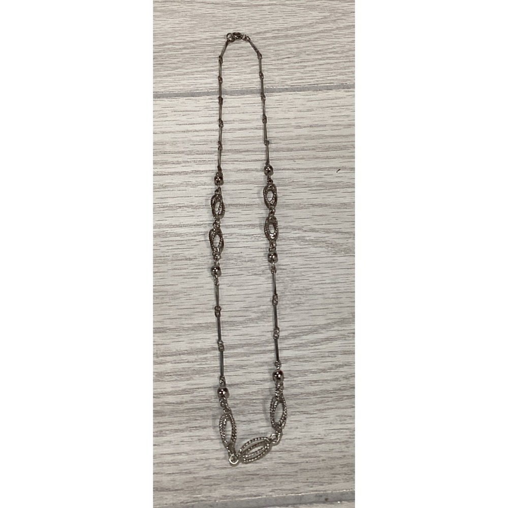 Silvertone 19" Necklace w/ Silver Balls & Bar Links Textured Vintage